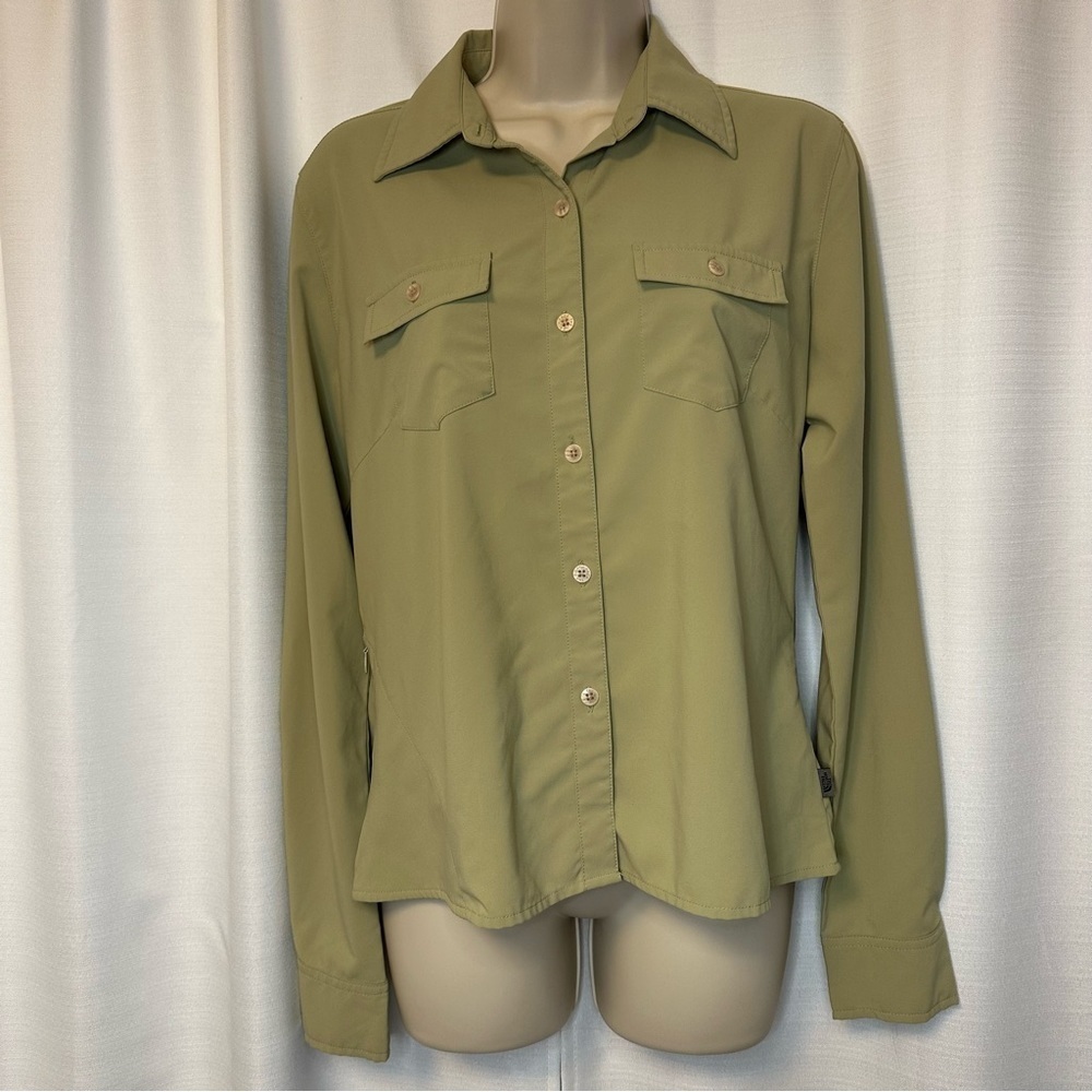 THE NORTH FACE Women's Long Sleeve Quick Dry Button Up Green Shirt Size M TNF